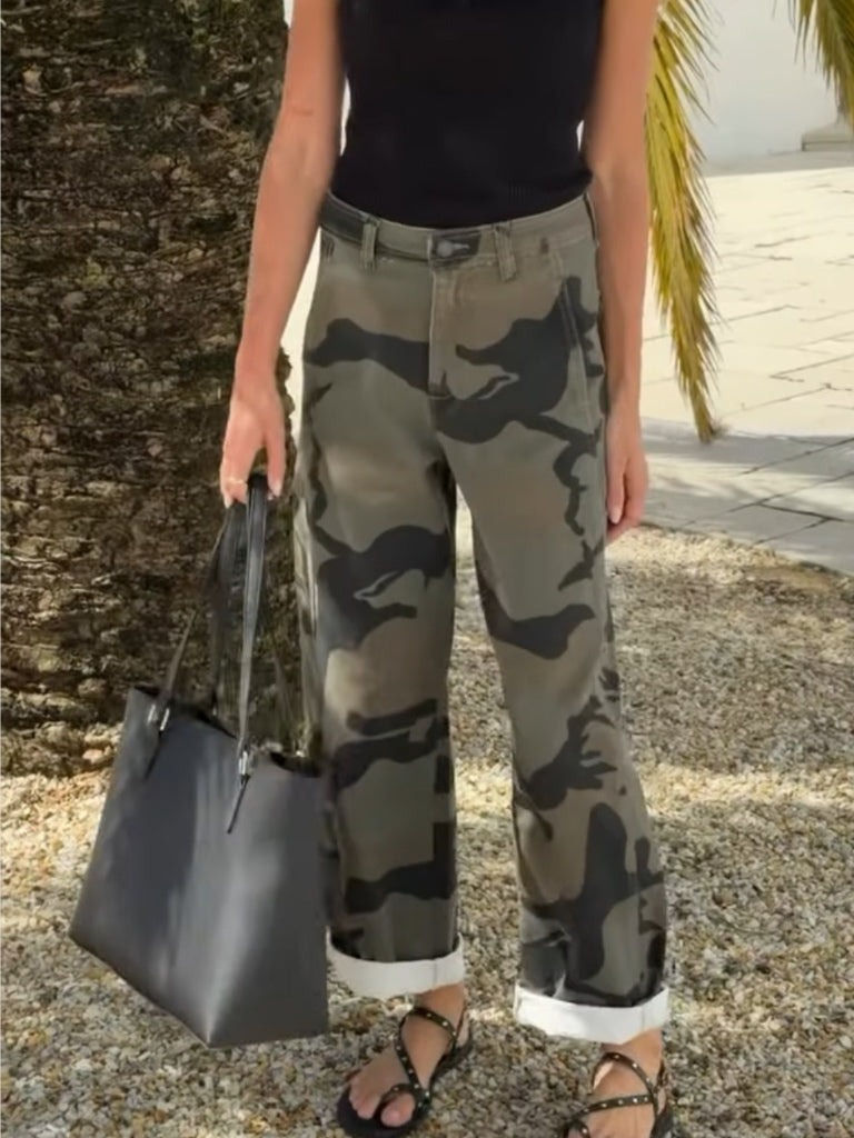COUNTRY DENIM CAMO BARREL PANTS