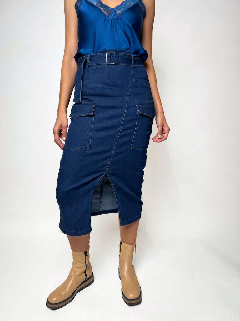 INZAGI UTILITY DENIM SKIRT