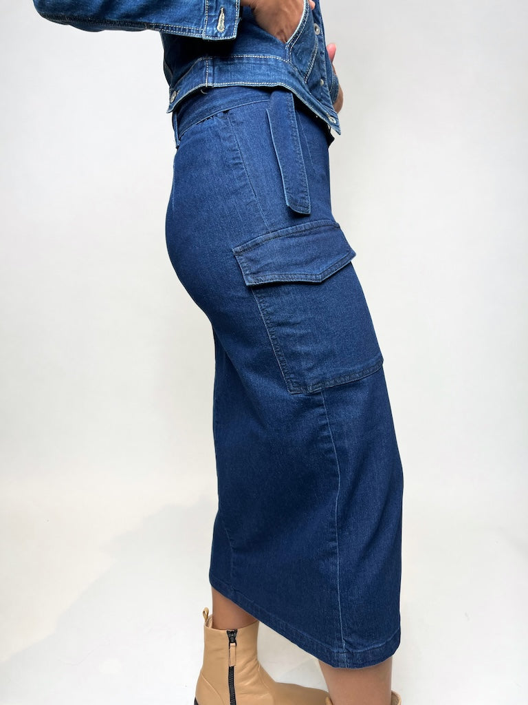 INZAGI UTILITY DENIM SKIRT