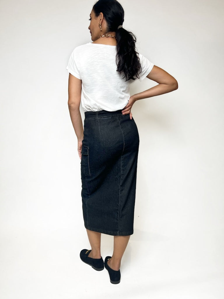 INZAGI UTILITY DENIM SKIRT