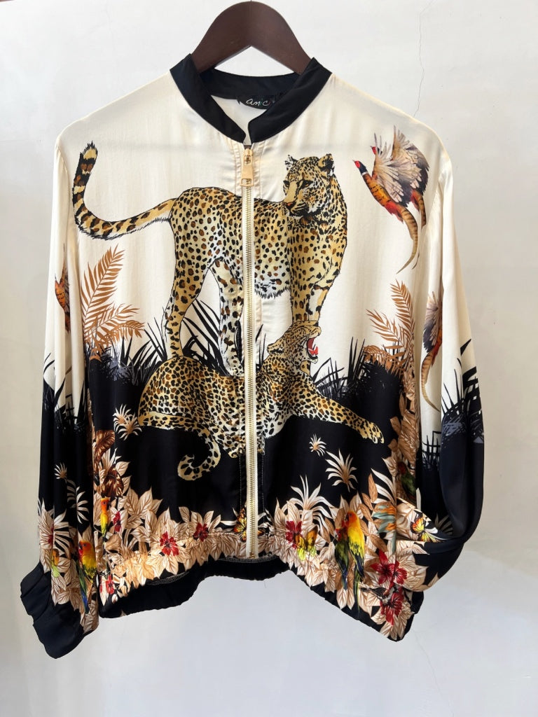 AMICI SILK LEOPARD BOMBER