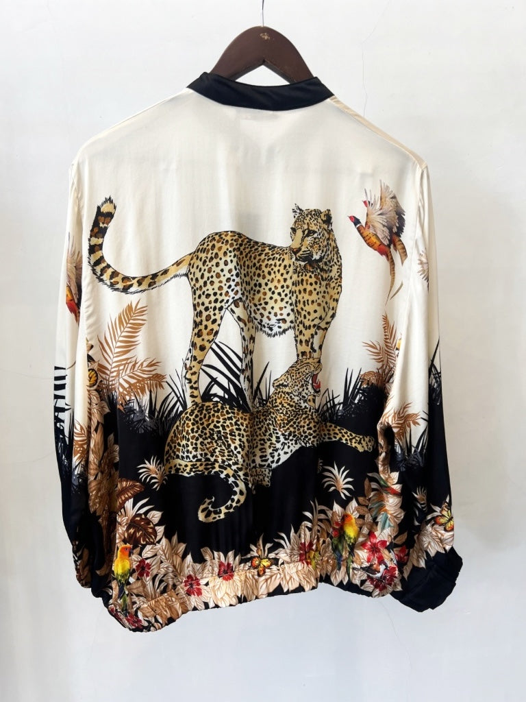 AMICI SILK LEOPARD BOMBER