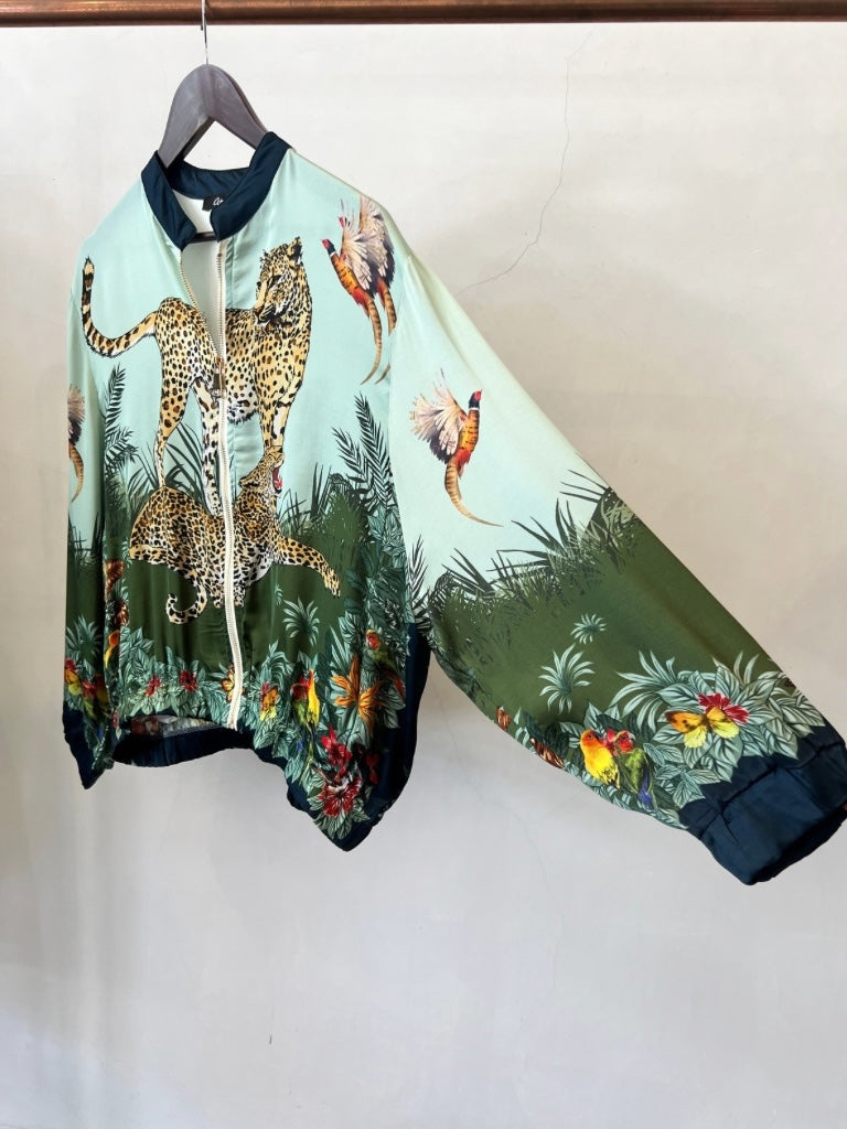 AMICI SILK LEOPARD BOMBER