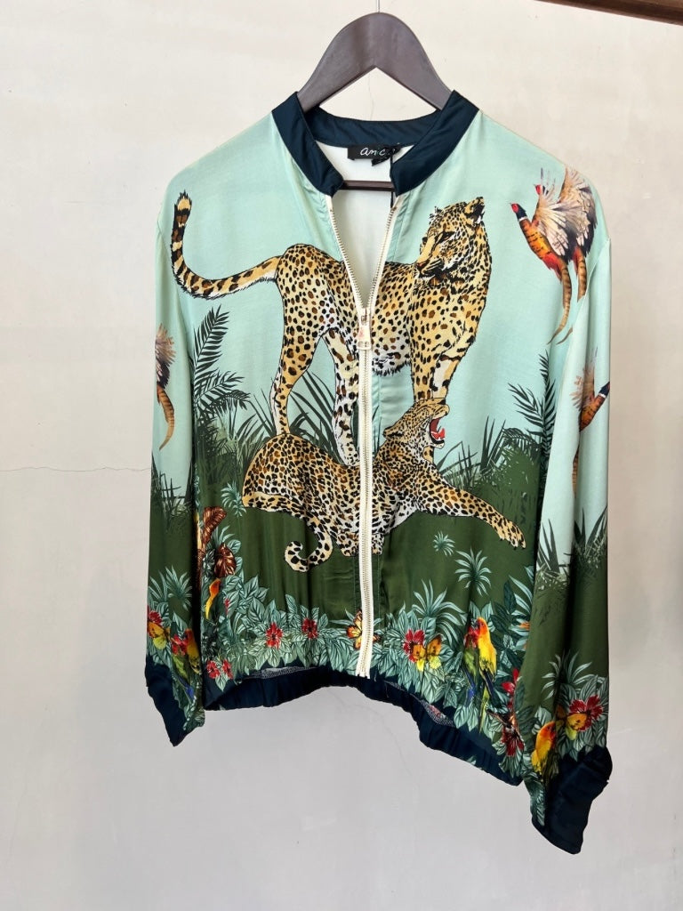 AMICI SILK LEOPARD BOMBER