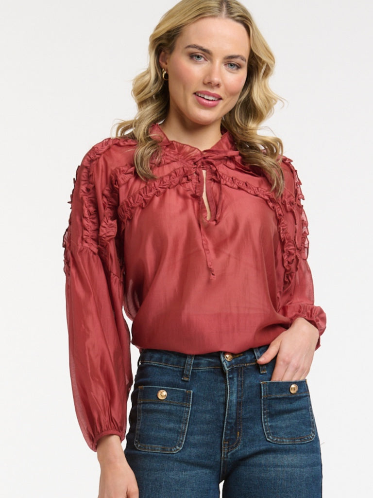 URBAN LUXURY RILEY RUFFLE BLOUSE