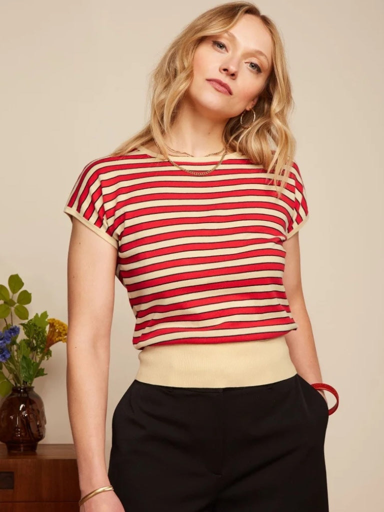 King louie ann top
Red stripe top
summer top
summer knit
King louie top
boatneck top
inzagi tops