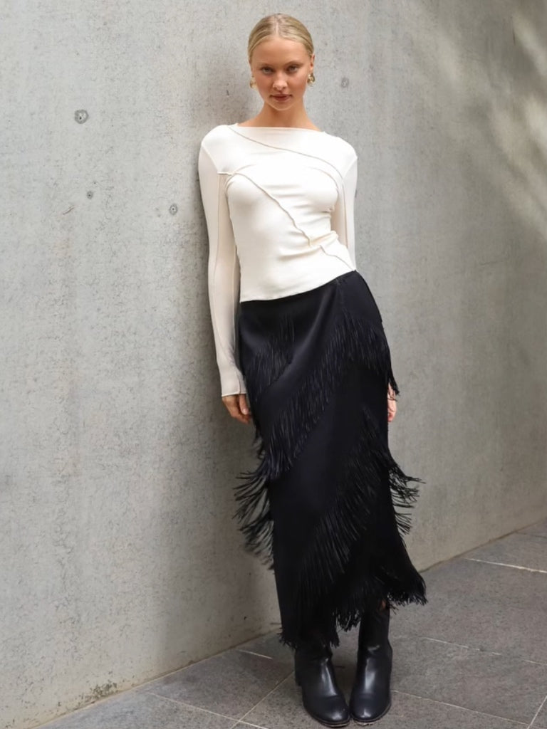 PAPER HEART TESSA TASSEL SKIRT