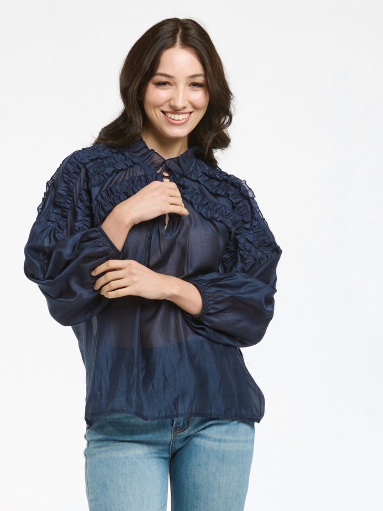 URBAN LUXURY RUMI RUFFLE BLOUSE