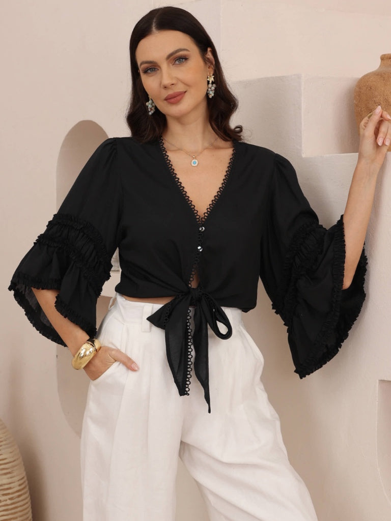 IRIS MAXI TESSA TIE FRONT BLOUSE