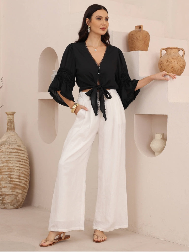 IRIS MAXI TESSA TIE FRONT BLOUSE