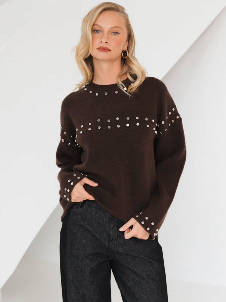 PAPER HEART SIENNA STUDDED SWEATER