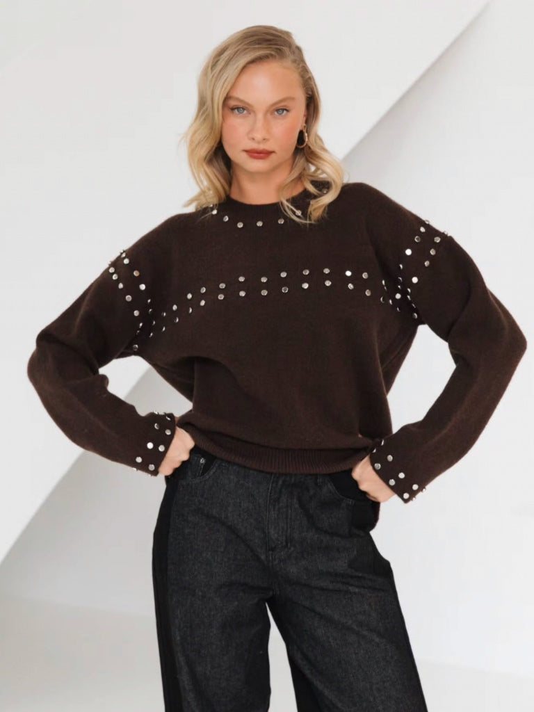 PAPER HEART SIENNA STUDDED SWEATER