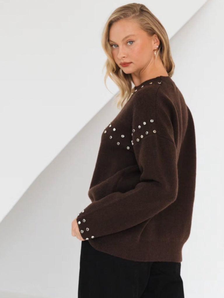 PAPER HEART SIENNA STUDDED SWEATER