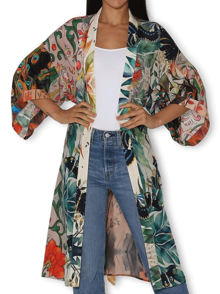 THE ARTISTS LABEL SPLENDOUR PEACOCK LONG KIMONO
