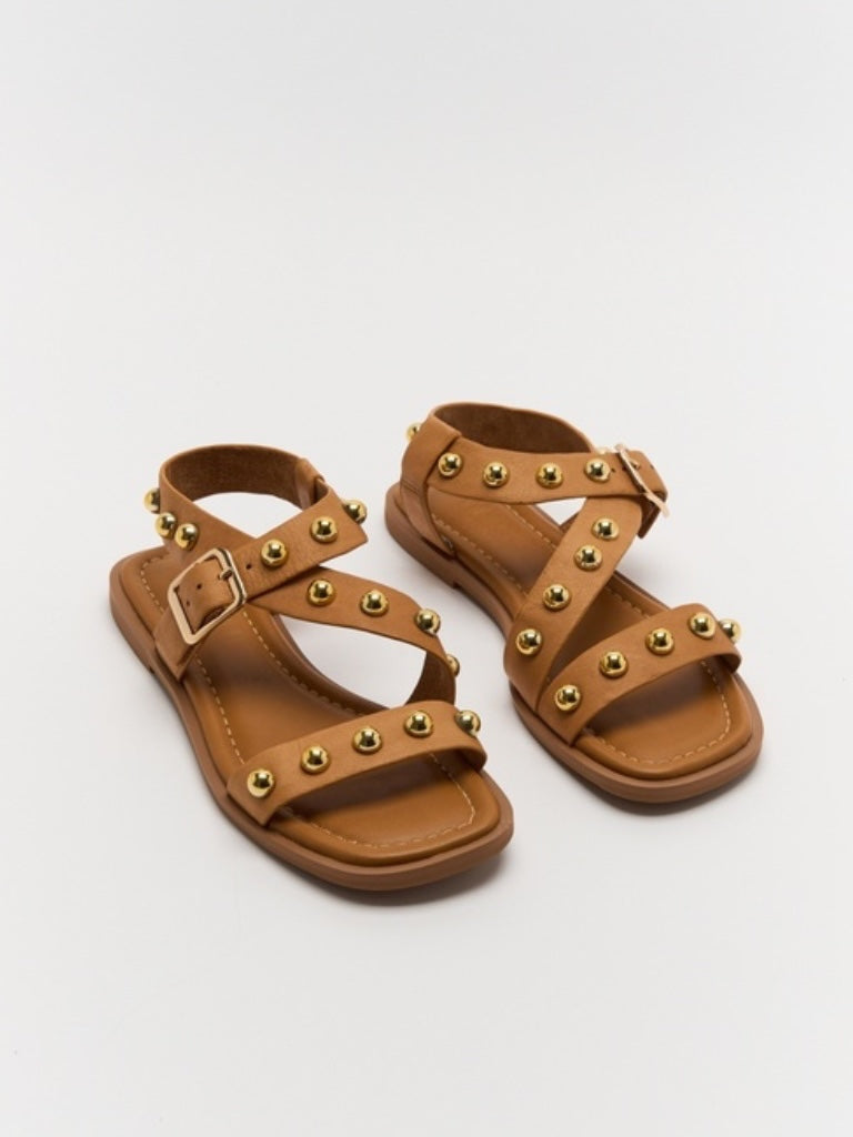 WALNUT REID STUD SANDAL